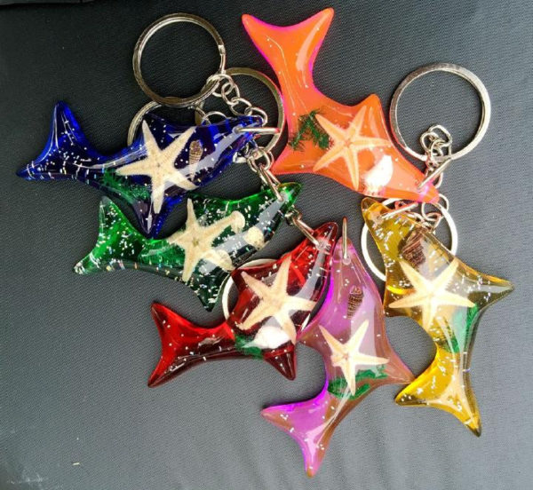 free shipping 50 PCS dolphin style mix colorful fashion keychain starfish jewelry fine keyring TAXIDERMY GIFT Sea Shell. style